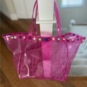 Bari Lynn Pink Kids Tote Bag with Colorful Grommets.